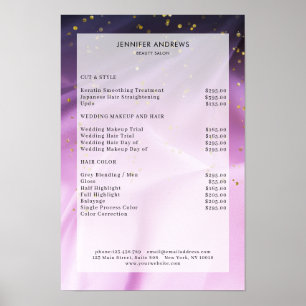 Moderne Prijslijstposter van Paarse Glitter Salon Poster