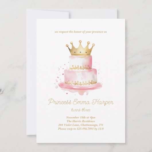 Moderne prinses roze elk jaar verjaardag kaart (Voorkant)