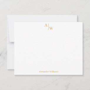 Moderne Professional 2 Monogram Basic Faux Gold Notitiekaartje