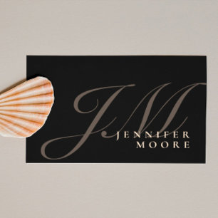 Moderne Professional Black en Gold Monogrammen Visitekaartje