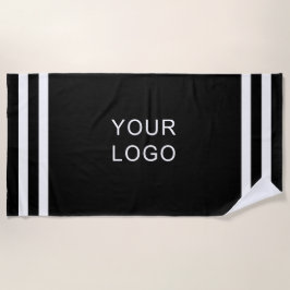 Moderne Professional Business Logo Black Stripe Strandlaken