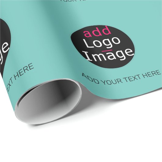Moderne Professional Custom Business Logo Mint Cadeaupapier (Rol Hoek)