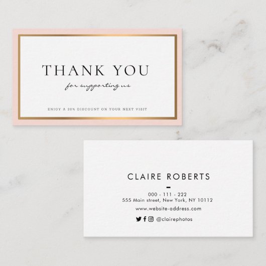 moderne professional |dank u voor uw steun visitekaartje (Voorkant / Achterkant)