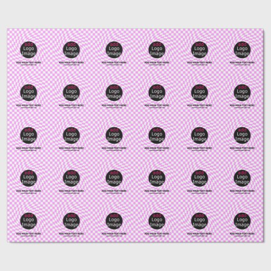 Moderne Professioneel Aangepast merk Checker Roze Cadeaupapier (Zoom)
