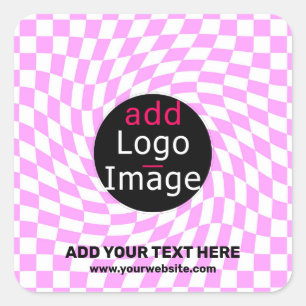 Moderne Professioneel Aangepast merk Checker Roze Vierkante Sticker
