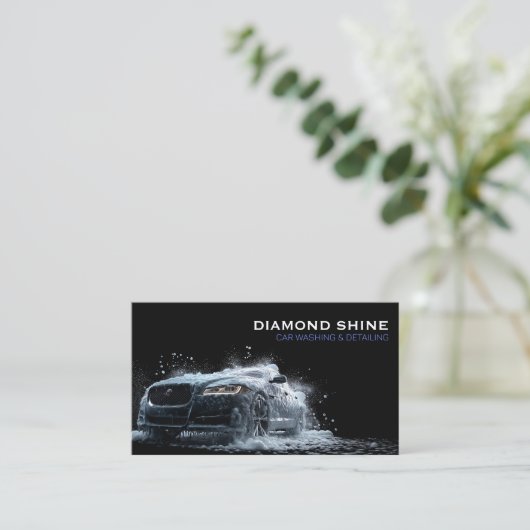 Moderne professionele auto detaillering wassen sch visitekaartje (Staand voorkant)