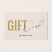 Moderne professionele beige gouden cadeaukaart voo visitekaartje (Voorkant)