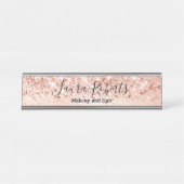 Moderne professionele Blush Pink Sparkle Glitter Bureau Naambordje (Voorkant)