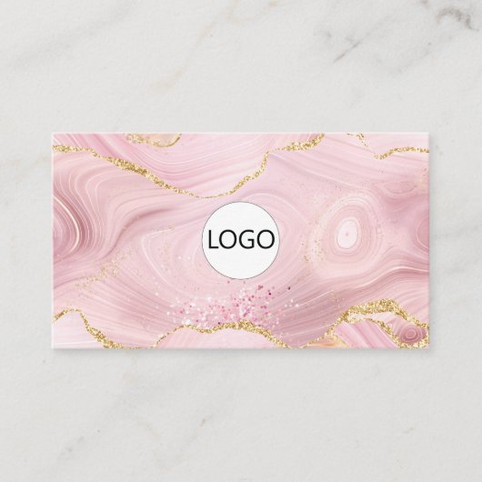 Moderne Professionele Blush Roze Agaat Logo QR Cod Visitekaartje (Voorkant)
