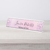 Moderne professionele Blush roze sparkle Glitter D Bureau Naambordje (Voorkant)