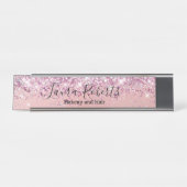 Moderne professionele Blush roze sparkle Glitter D Bureau Naambordje (Voorkant)