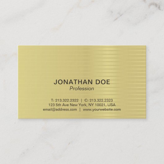 Moderne professionele, creatieve Gold Striped Luxe Visitekaartje (Voorkant)