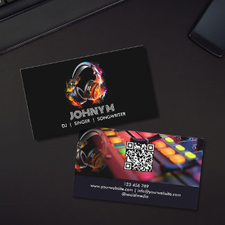 Moderne professionele DJ-muziekhoofdtelefoons QR-c Visitekaartje