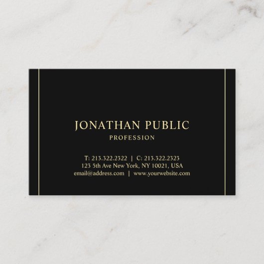 Moderne Professionele Eenvoudige Sjabloon Gouden T Visitekaartje (Voorkant)