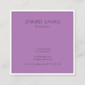 Moderne professionele, eenvoudige Sjabloon Paars Vierkante Visitekaartje (Achterkant)