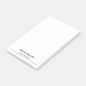 Moderne professionele effen zwart-wit naam titel post-it® notes (Schuin)