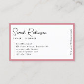 Moderne Professionele Elegante Blush Roze Script N Visitekaartje (Achterkant)