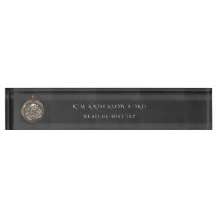 Moderne Professionele Elegante Matzwarte Obsidiaan Naambordje