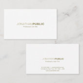 Moderne, professionele, elegante witte goudvlek visitekaartje (Voorkant / Achterkant)