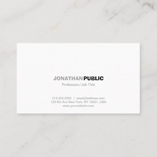 Moderne Professionele Elegante Witte Schone Vlakte Visitekaartje (Achterkant)
