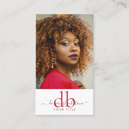 Moderne professionele foto Monogram Visitekaartje (Voorkant)