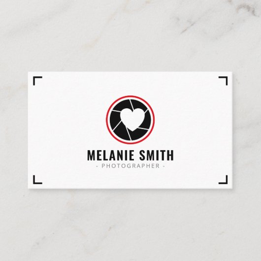 Moderne professionele fotograaf shutter logo visitekaartje (Voorkant)