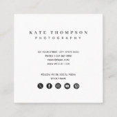 Moderne professionele fotografie QR-code Foto Vierkante Visitekaartje (Achterkant)