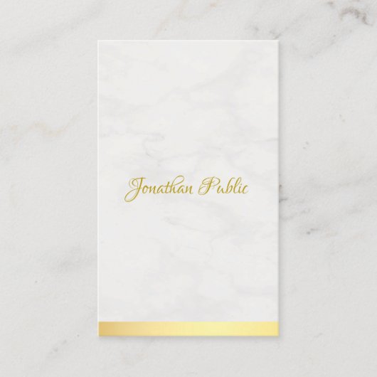 Moderne Professionele Gouden Marmeren Hand Script  Visitekaartje (Voorkant)