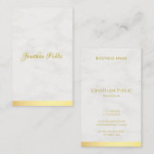 Moderne Professionele Gouden Marmeren Hand Script  Visitekaartje (Voorkant / Achterkant)