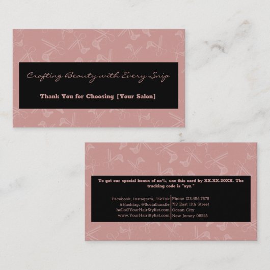 Moderne professionele haargereedschap Bedankt XX% Kortingskaartje (Voorkant / Achterkant)