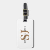 Moderne professionele Initialen witgouden monogram Bagagelabel (Voorkant verticaal)