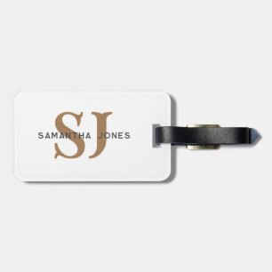 Moderne professionele Initialen witgouden monogram Bagagelabel