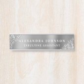 Moderne Professionele Luxe Zilveren Sparkle Glitte Deurbordje (Voorkant)