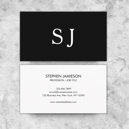 Moderne, professionele minimalistisch zwart wit visitekaartje