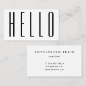 Moderne professionele minimalistische Hallo Visitekaartje (Voorkant / Achterkant)