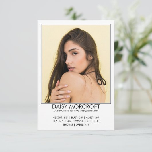 Moderne Professionele Model Actor Foto Comp Kaart (Staand voorkant)