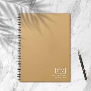 Moderne Professionele Monogram Beginletter Mosterd Notitieboek