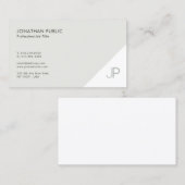 Moderne Professionele Monogram Eenvoudige Chic Pla Visitekaartje (Voorkant / Achterkant)