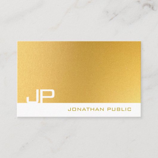 Moderne Professionele Monogram Elegante Gouden Vla Visitekaartje (Voorkant)