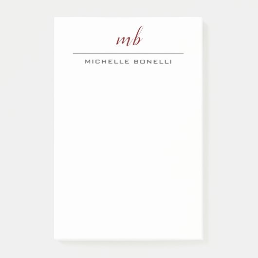 Moderne professionele monogram in eenvoudige minim post-it® notes (Voorkant)