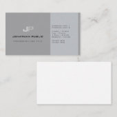 Moderne professionele monogram in Elegant Grey Visitekaartje (Voorkant / Achterkant)
