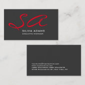 Moderne professionele monogram zwart grijs visitekaartje (Voorkant / Achterkant)