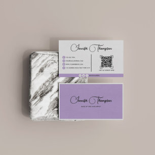 Moderne Professionele Paarse Manuscript QR Code Visitekaartje