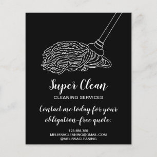 Moderne professionele poetsvrouw dweil schoonmaken flyer