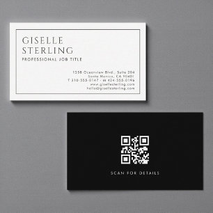Moderne Professionele QR Code Minimalistische Zwar Visitekaartje