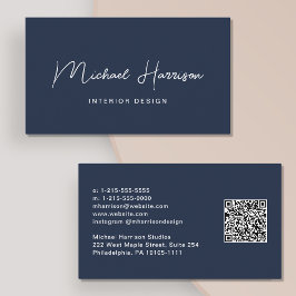 Moderne professionele QR-code voor script: blauw Visitekaartje