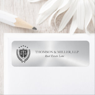 Moderne professionele rechtskantoor Metallic Zilve Etiket