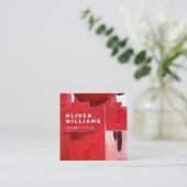 Moderne professionele rode Abstracte structuur Vierkante Visitekaartje (Staand voorkant)