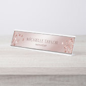 Moderne professionele Roos Gold Sparkle Glitter Bureau Naambordje (Voorkant)