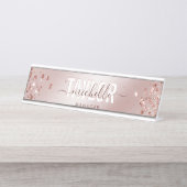 Moderne professionele Roos Gold Sparkle Glitter Bureau Naambordje (Voorkant)